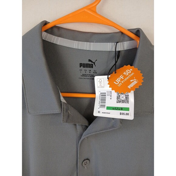 Puma Golf Men's Metal 3-Button Collar Pullover Polo Shirt Gray Size Large - Picture 3 of 4